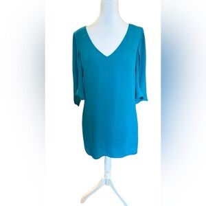 Bebe DBL V-Neck Dress-Blue